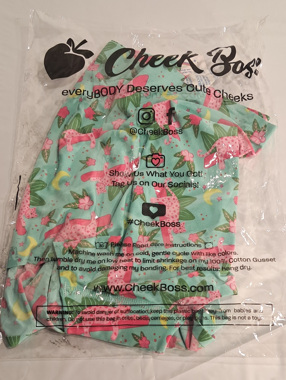 Cheek Boss Mint Pink Panther Print XL